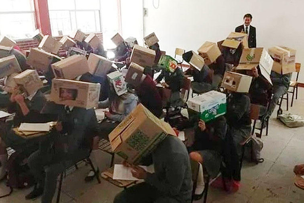 頭套紙箱考試，這個防作弊大招很硬核了